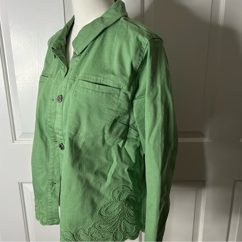 NWT Susan Graver Color Denim Jacket with Soutache (size L) - Picture 5 of 10